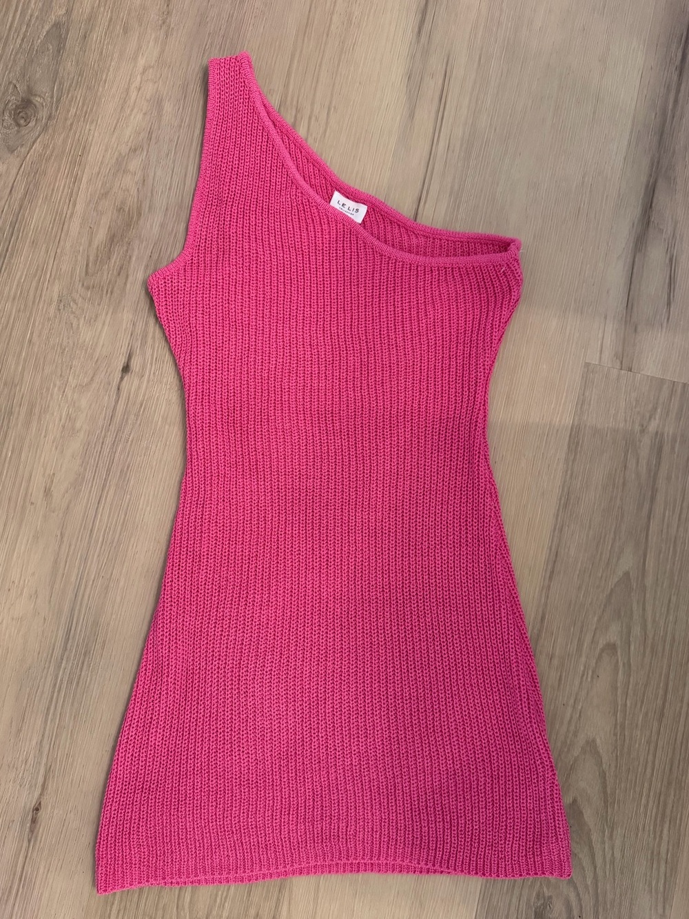 Le Lis Pink One-Shoulder Knit mini dress